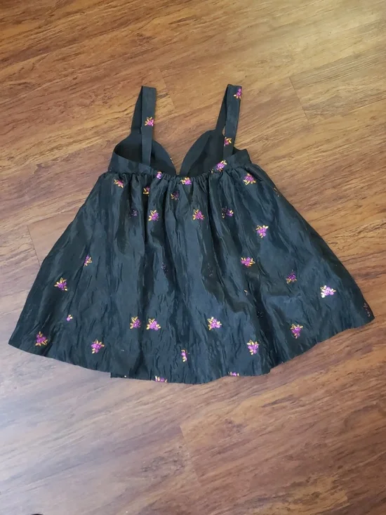 For Love And Lemons X Sachi Black Mini Dress Size Large Floral Jacquard - Picture 6 of 6